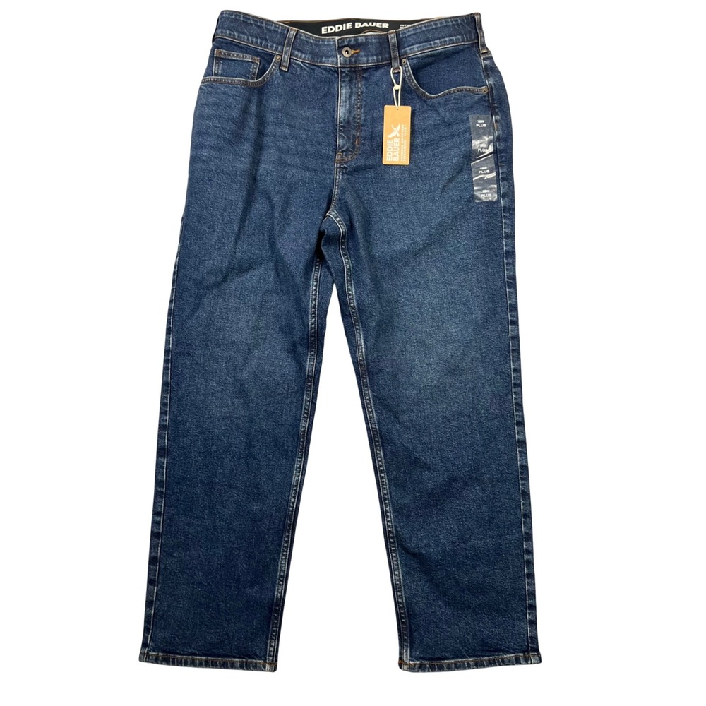 Eddie‎ Bauer Womens 18W Blue Authentic Voyager High Rise Straight Jeans New